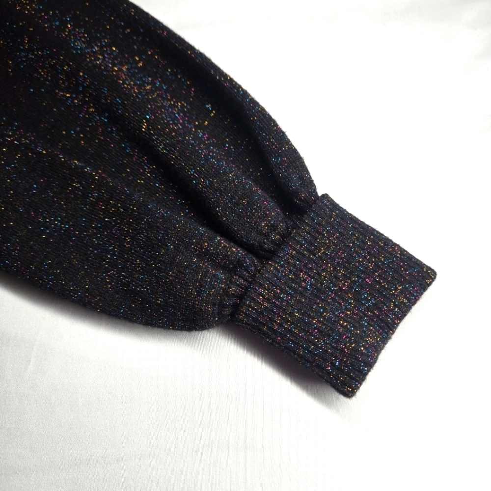 Nine West Womens Glittered Crewneck Sweater Size MED Black Multicolor Metallic - Picture 5 of 7